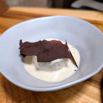 Corima - Chocoflan with truffle glaze and sunchoke creme anglaise - Mexican Near Me - New York, New York Corima - Chocoflan with truffle glaze and sunchoke creme anglaise - Mexican Near Me - New York, New York