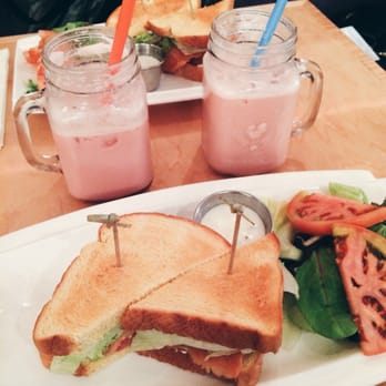 Prince Tea House - Smoked salmon sandwich with rose milk tea - Desserts Near Me - Brooklyn, New York