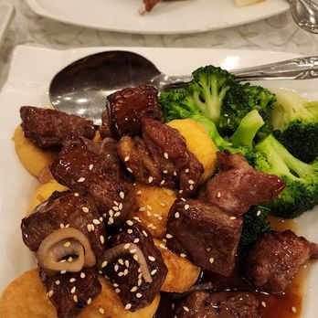 The Kitchen - Japanese egg tofu, w/rib eye chunks w/broccoli.  Squab - Dim Sum Near Me - Millbrae, California