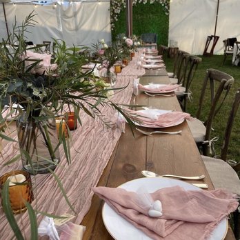 AAYS Event Rentals - AAYS Farmhouse tables and cross back chairs - Party Equipment Rentals Near Me - Mishawaka, Indiana