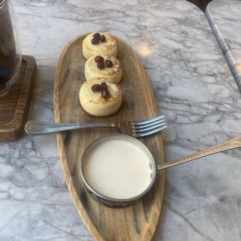 TARY Coffee - Cottage Cheese Pancakes with Balkaimak Cream - Coffee & Tea Near Me - Chicago, Illinois TARY Coffee - Cottage Cheese Pancakes with Balkaimak Cream - Coffee & Tea Near Me - Chicago, Illinois
