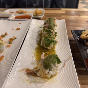 The Parlor Sushi - Shrimp agua chile roll, says it's spicy but personally wasn't spicy for me just delicious! - Sushi Bars Near Me - Montclair, California