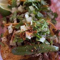 Aguila Con El Taco - 1 Aztec DF (carne asada) and 2 traditional tacos (al pastor and cabeza). Delicious.