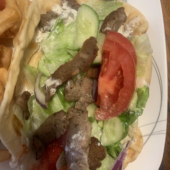 Delicious Greek - a pita sandwich and fries - Greek Near Me - Oshawa, Ontario Delicious Greek - a pita sandwich and fries - Greek Near Me - Oshawa, Ontario
