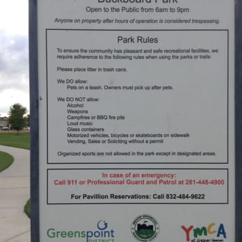 Buckboard Park - Park rules - Parks Near Me - Houston, Texas Buckboard Park - Park rules - Parks Near Me - Houston, Texas