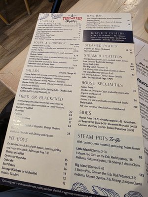 Menu photo 1 Tidewater Oyster Bar Wilmington, NC Menu photo 1 Tidewater Oyster Bar Wilmington, NC