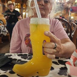 Top Shelf Margarita in souvenir boot glass. Top Shelf Margarita in souvenir boot glass.