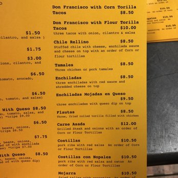 Tacos Don Francisco - Menu - Mexican Near Me - Tulsa, Oklahoma Tacos Don Francisco - Menu - Mexican Near Me - Tulsa, Oklahoma