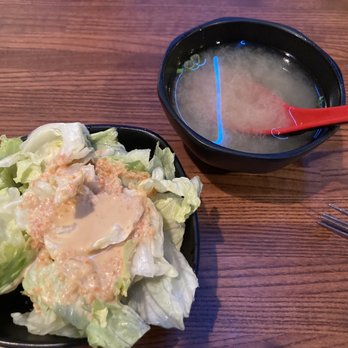 Yoshi Sushi - 1. Miso Soup 3. House Ginger Salad - Sushi Bars Near Me - Richmond, Virginia