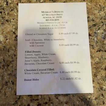 Murray's Donuts - Menu - Donuts Near Me - Sumter, South Carolina Murray's Donuts - Menu - Donuts Near Me - Sumter, South Carolina