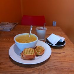 Corner Café & Pizzeria - Awesome pumpkin soup and toasted samosas and pastries, just across the street from the Warkworth library where you meet the best musicians!