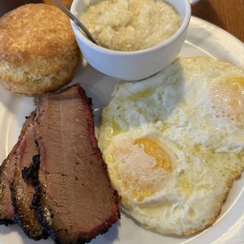Podnah's Pit Barbecue - Podnah's Breakfast with brisket, biscuit, grits and eggs. - Barbeque Near Me - Portland, Oregon Podnah's Pit Barbecue - Podnah's Breakfast with brisket, biscuit, grits and eggs. - Barbeque Near Me - Portland, Oregon
