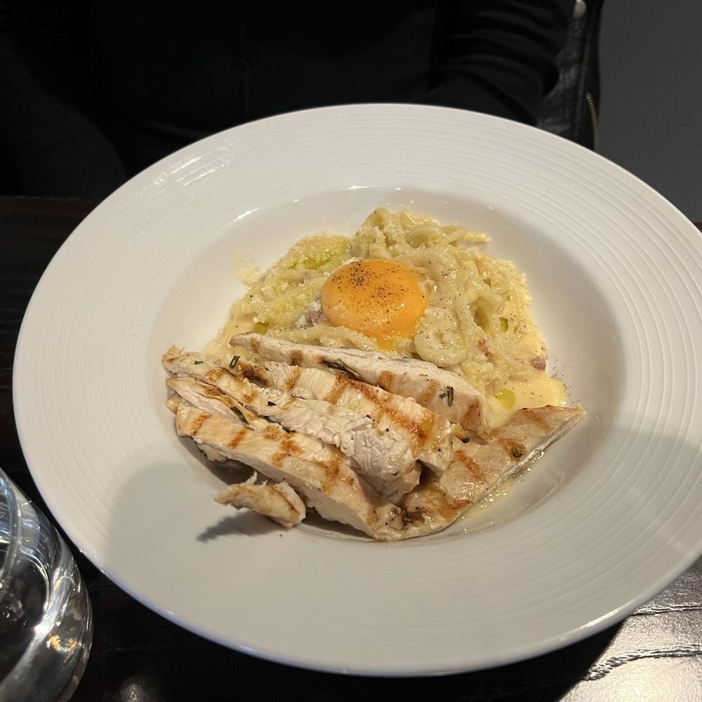 Plate - Carbonara with chicken - Italian Near Me - Leawood, Kansas Plate - Carbonara with chicken - Italian Near Me - Leawood, Kansas