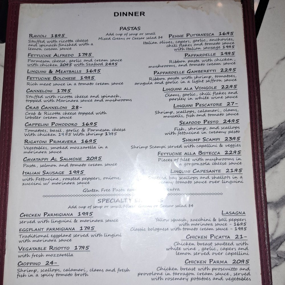 Capriccio Inc - Menu - Italian Near Me - Ventura, California
