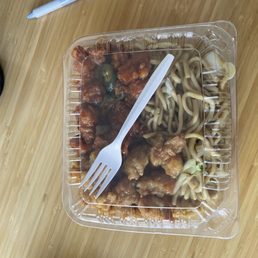 orange chicken, sweet and sour chicken, chow mein