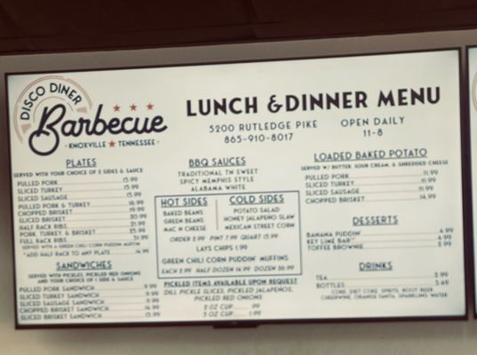 Menu photo 2 Disco Diner BBQ Knoxville, TN Menu photo 2 Disco Diner BBQ Knoxville, TN