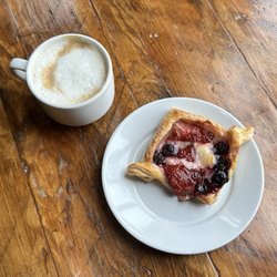 Tournesol Cafe and Bakery - Mixed berry danish and a cappuccino