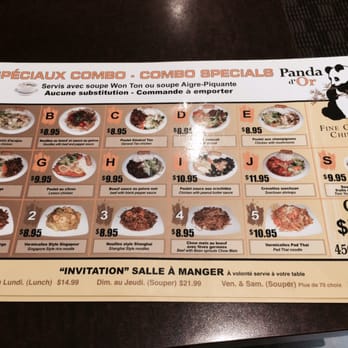 Panda Peng - Lunch combo specials - side 2 - Cantonese Near Me - Laval, Quebec