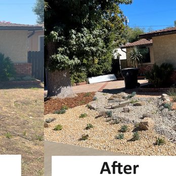 Art House Landscape - Before and after front yard, from turf to drought-tolerant - Landscaping Near Me - Los Angeles, California