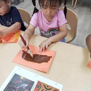 Big Blue Marble Academy Cinco Ranch - Our PreK class creating aboriginal art as they continue their lesson on Australia. - Child Care & Day Care Near Me - Katy, Texas