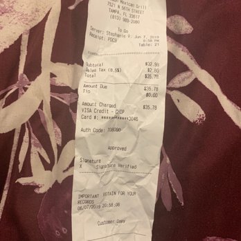 TacoSon - Receipt - Mexican Near Me - Tampa, Florida