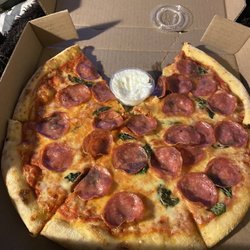Pepperoni w basil and garlic cream/sauce/butter