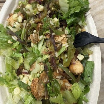 Chipotle Mexican Grill - Rice and lettuce.  Maybe 5-6 pieces of chipotle. - Mexican Near Me - Manteca, California