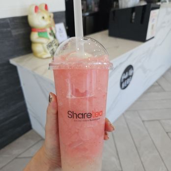 Sharetea Fatty Panda - Strawberry ice blended with lychee jelly and ice cream - Bubble Tea Near Me - Ambler, Pennsylvania