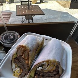 Iced Americano & breakfast burrito Iced Americano & breakfast burrito