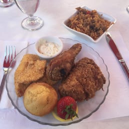 2 way +1 side combo-- catfish and fried chicken and jambalaya