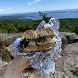 I added spinach to one of their egg bagel menu options. This is whole wheat everything. I didn't try the challah but it looked delicious! I added spinach to one of their egg bagel menu options. This is whole wheat everything. I didn't try the challah but it looked delicious!