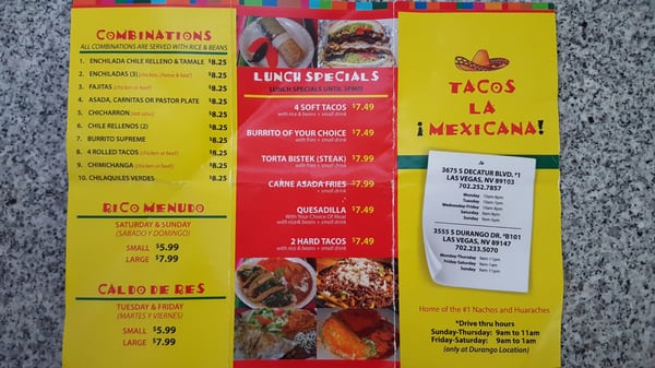 Menu photo 6 Tacos La Mexicana Las Vegas, NV Menu photo 6 Tacos La Mexicana Las Vegas, NV