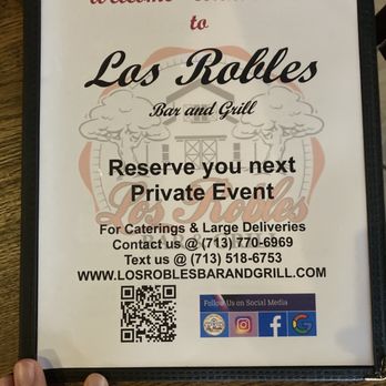 Los Robles Bar and Grill - Menu cover - Chicken Wings Near Me - Houston, Texas Los Robles Bar and Grill - Menu cover - Chicken Wings Near Me - Houston, Texas