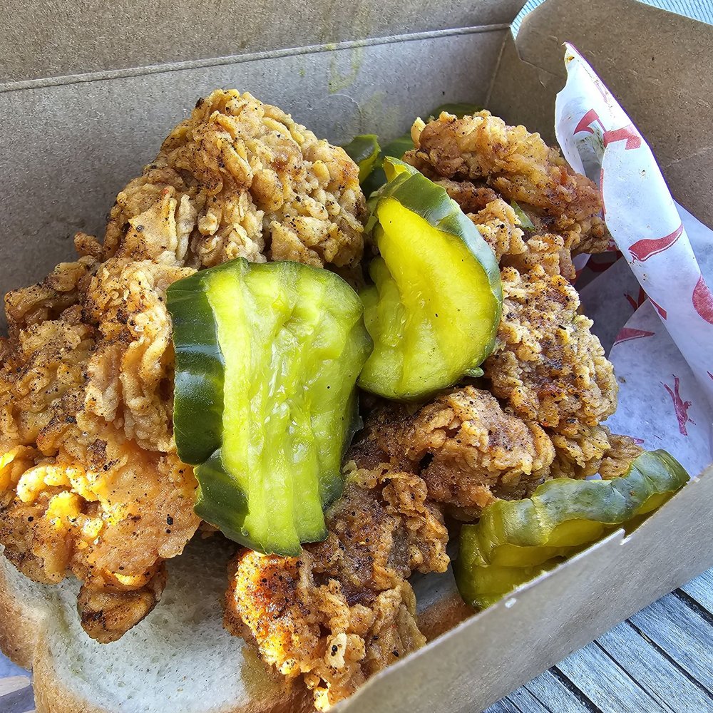 Downlow Chicken Shack - 2 boneless thighs. Came with bread and BnB pickles. - Chicken Shop Near Me - Vancouver, British Columbia Downlow Chicken Shack - 2 boneless thighs. Came with bread and BnB pickles. - Chicken Shop Near Me - Vancouver, British Columbia