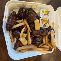 I couldn't help myself, ate most of the fries on the walk home. I couldn't help myself, ate most of the fries on the walk home.