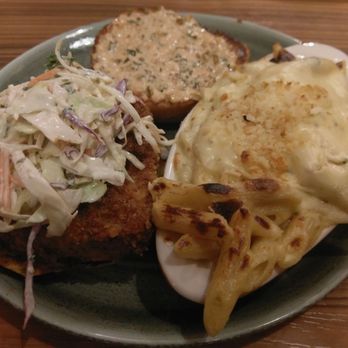 Beach House - Crispy fish sandwich with the mac and cheese as the side - Bars Near Me - Pompano Beach, Florida