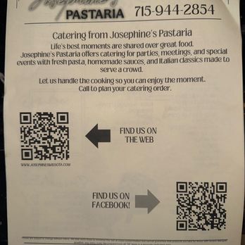 Josephine’s Pastaria - Menu 4 - Italian Near Me - Chippewa Falls, Wisconsin Josephine’s Pastaria - Menu 4 - Italian Near Me - Chippewa Falls, Wisconsin