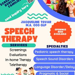 Jacqueline Tovar Speech Therapy - Jacqueline Tovar speech therapy. Openings now available!