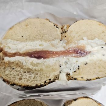 Saratoga Bagels - close up of Cream Cheese & Lox - Bagels Near Me - Saratoga, California Saratoga Bagels - close up of Cream Cheese & Lox - Bagels Near Me - Saratoga, California