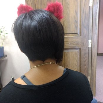Escape Salon - Can't see very well but the back is uneven - Hair Salons Near Me - Claremont, California
