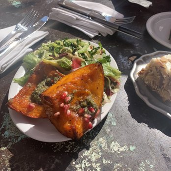 Gjusta - Squash blossom with pesto and pomegranate - Bakeries Near Me - Venice, California Gjusta - Squash blossom with pesto and pomegranate - Bakeries Near Me - Venice, California