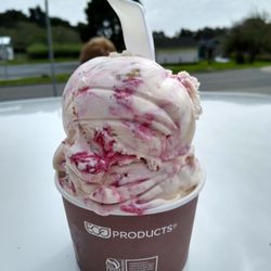 Face Rock Creamery - "Regular" scoop of Cranberry Cheesecake ice cream.
