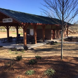Powder Springs Park - This is the covered picnic area with tables, security cameras, nice bathrooms and drinking fountains. Located just off the Comet Trail too.