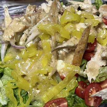The Happy Greek - Greek salad with Greek dressing and chicken - Mediterranean Near Me - Lee's Summit, Missouri The Happy Greek - Greek salad with Greek dressing and chicken - Mediterranean Near Me - Lee's Summit, Missouri