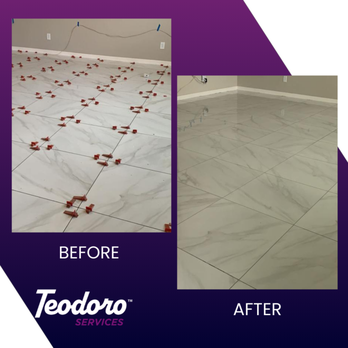 Teodoro Services - Construction - Before and after tile installation - Office Cleaning Near Me