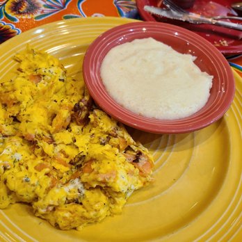 The Flying Biscuit Cafe - Smoked salmon omelette with grits - Breakfast & Brunch Near Me - Raleigh, North Carolina