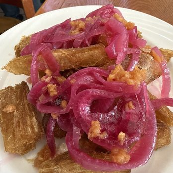 Gena's Grill - Fried Yucca with marinated red onions - Dominican Near Me - New York, New York Gena's Grill - Fried Yucca with marinated red onions - Dominican Near Me - New York, New York