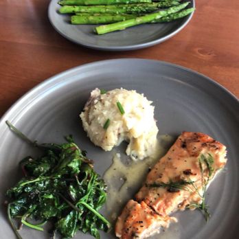 Civil Libation - Salmon Entree Split Into Two Plates. - New American Near Me - Virginia Beach, Virginia Civil Libation - Salmon Entree Split Into Two Plates. - New American Near Me - Virginia Beach, Virginia