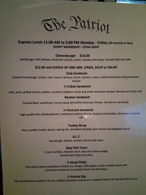 Menu photo 2 The Patriot Bar Ridgecrest, CA