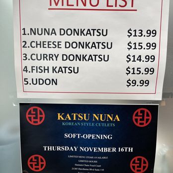 Katsu Nuna - Soft Opening Limited Menu. Opened 1 week ago - Korean Near Me - Torrance, California
